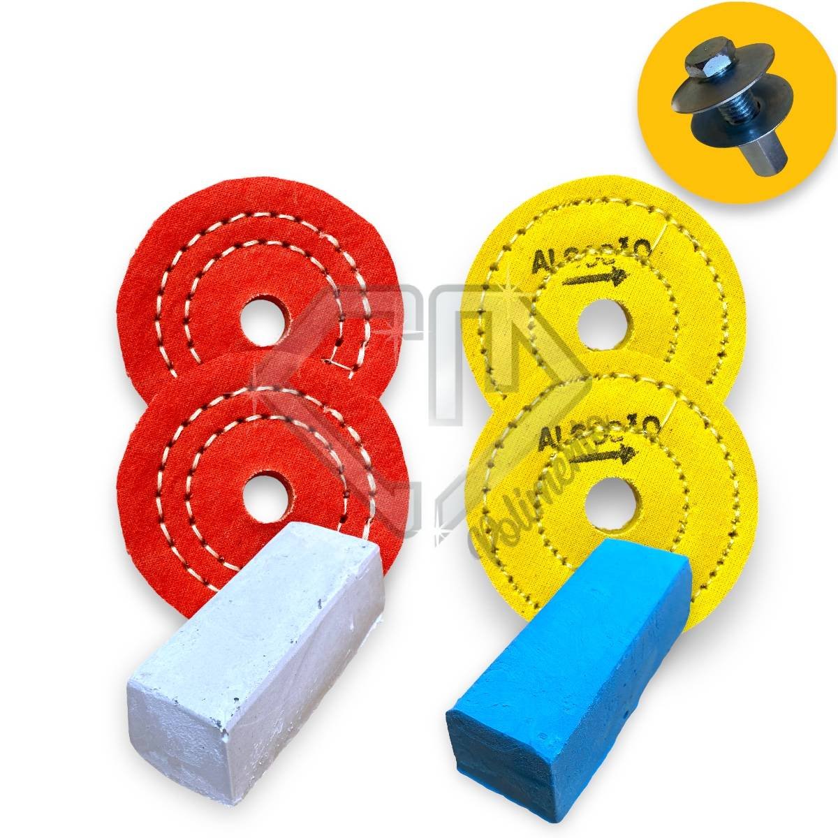 KIT 141 1 Kit 141 - 7 Peças Polimento Corte Inox Alumínio 10CM - Imagem 1