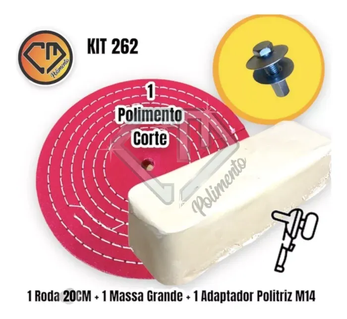 Kit 262 - Polimento Aço Alumínio Roda Baús Bancos Corrimão 20CM - Imagem 2