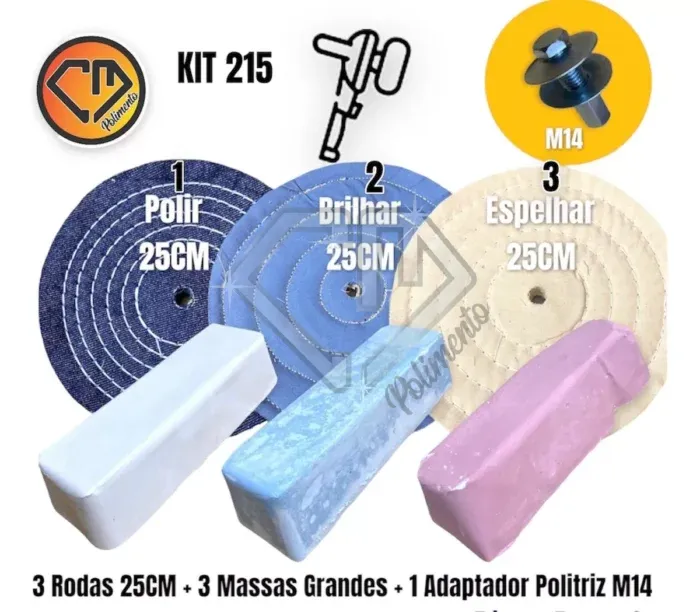 Kit 215 - Polimento Espelhamento Alumínio Inox Tanque Rodas 25CM - Imagem 2
