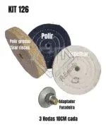 Kit 126 - 4 Peças Riscos Polimento Brilho Aluminio Inox Furadeira 10CM - Imagem 2