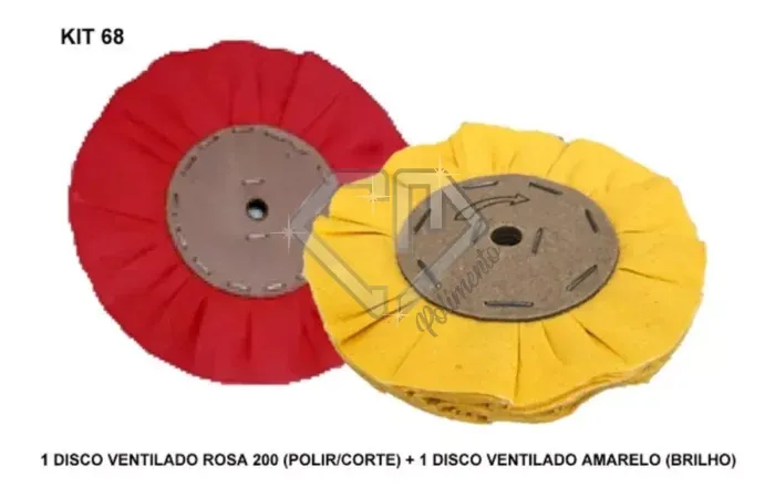 Kit 68 - Discos Ventilado Rosa + Amarelo 20cm - Polimento E Brilho - Imagem 2