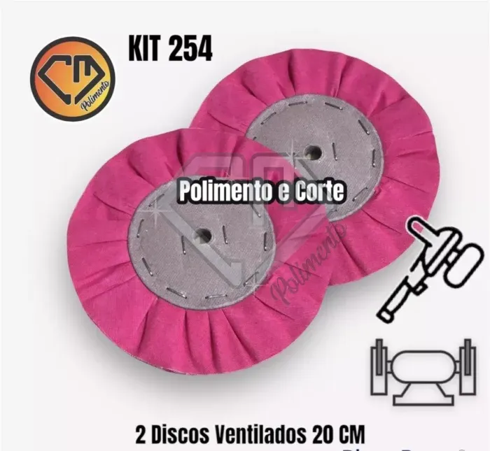 Kit 254 - 2 Discos Ventilado Rosa - Polimento Alumínio Inox 20CM - Imagem 2