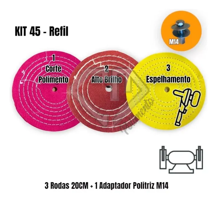Kit 45 Refil - Caminhão Polimento Aluminio Inox Tanque Roda - Imagem 2