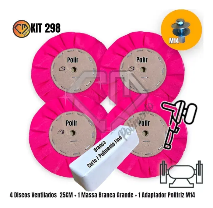 Kit 298 - 4 Discos Polimento Tanque Aluminio Inox 25CM - Imagem 2