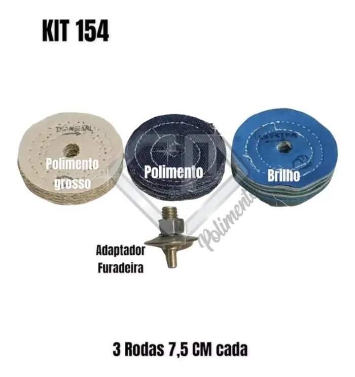 Kit 154 - 4 Peças Polimento Brilho Inox Alumínio 7,5CM - Imagem 2