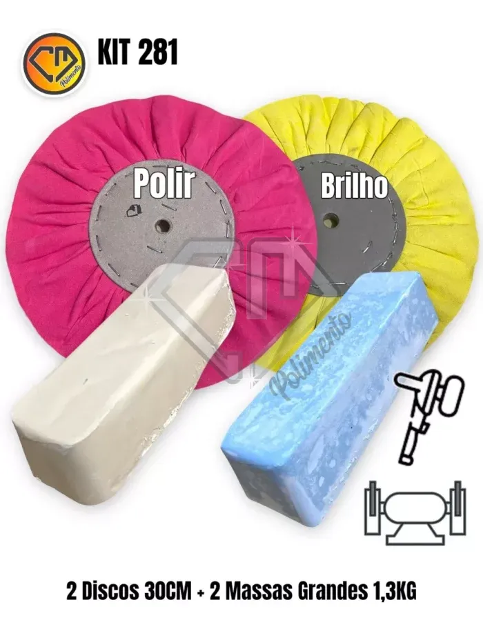 Kit 281 - 30CM Polimento Brilho Roda Bau Tanque Peças Moto 30CM - Imagem 2