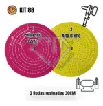 Kit 88 - 2 Rodas Resinadas 30cm Polimento Metal Bau Tanque - Imagem 2