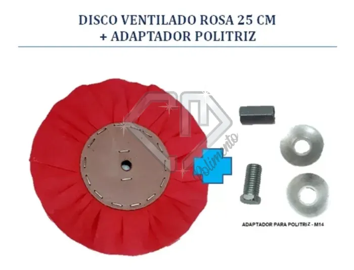 Kit 90 - 25CM Disco Rosa Polimento E Pino Politriz Inox Alumínio Tanque - Imagem 2