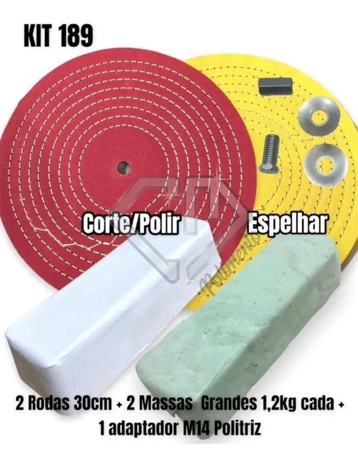 Kit 189 - 30CM Rodas Massas Politriz M14 Polimento Espelhamento Tanque Rodas Inox - Imagem 2