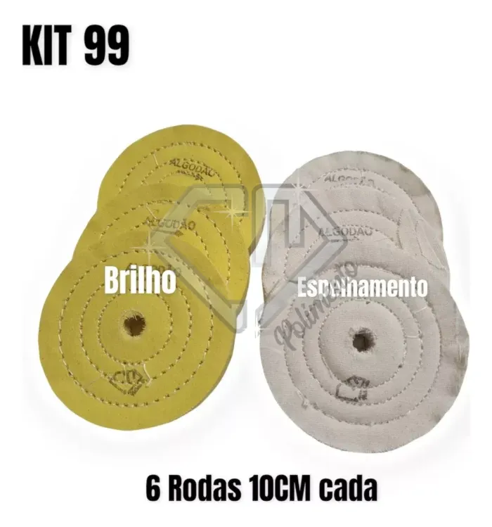 Kit 99 - 6 Peças Polimento Fino Brilho Inox Aluminio 10CM - Imagem 2