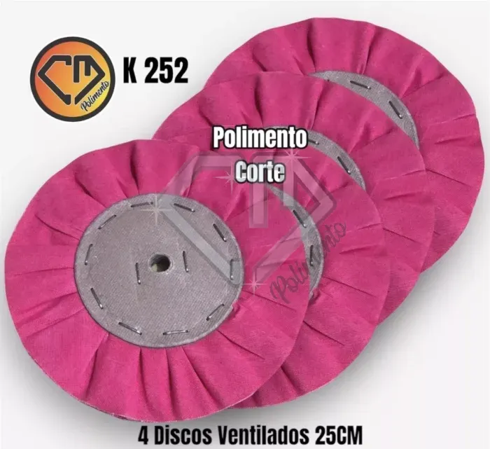 Kit 252 - 4 Discos Ventilado Rosa - Polimento Alumínio Inox 25CM - Imagem 2