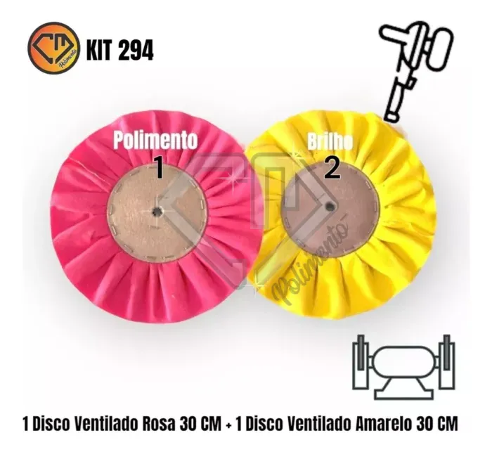 Kit 294 - 30CM Discos Rosa E Amarelo Polimento Brilho Inox Alumínio - Imagem 2