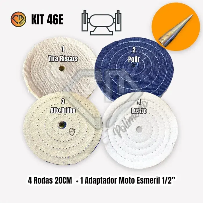 Kit 46 Moto Esmeril Rodas Boinas Transisal Jeans Brim Flanela 20cm - Imagem 2