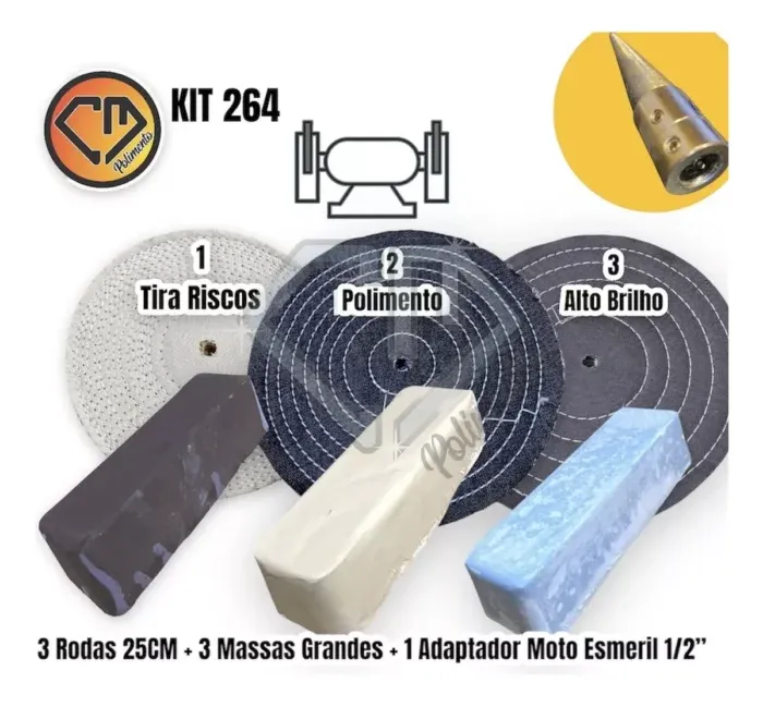 Kit 264 - Boinas Polimento Brilho Tanque Rodas Inox Facas 25CM - Imagem 2