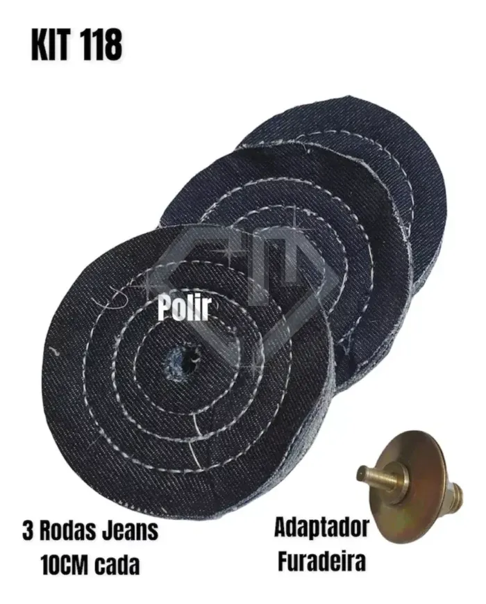 Kit 118 - 4 Peças Polimento Fino Aluminio Inox Adaptador Furadeira 10CM - Imagem 2
