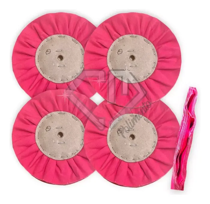 Kit 252 - 4 Discos Ventilado Rosa - Polimento Alumínio Inox 25CM - Imagem 1