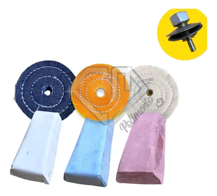 Kit 169 Polimento Brilho Baús Tanque Rodas Inox Alumínio 7,5cm - Imagem 1