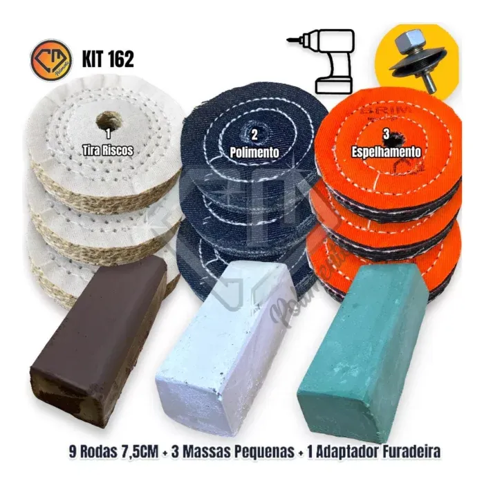 Kit 162 - 13 Peças Polimento Brilho Inox Alumínio 7,5CM - Imagem 2