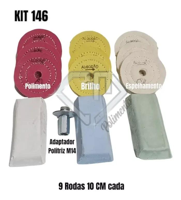 Kit 146 - 13 Peças Polimento Corte Inox Alumínio 10CM - Imagem 2
