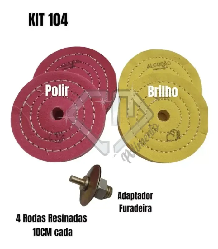 Kit 104 - 5 Pçs Polimento Corte Brilho Inox Alumínio 10CM - Imagem 2