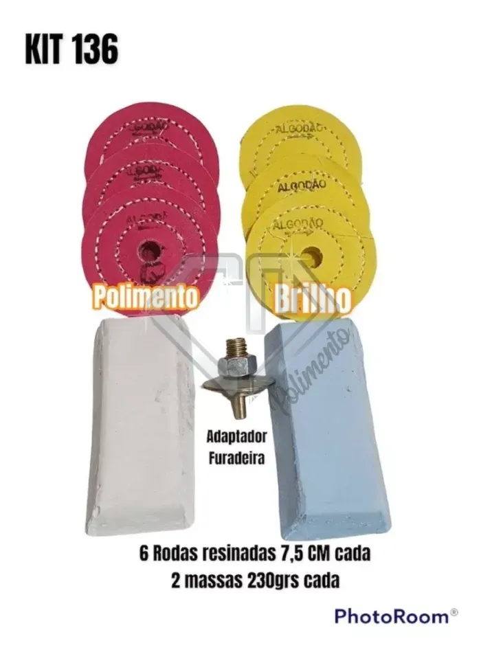 Kit 136 - 9 Peças Polimento Corte Inox Alumínio 7,5CM - Imagem 2