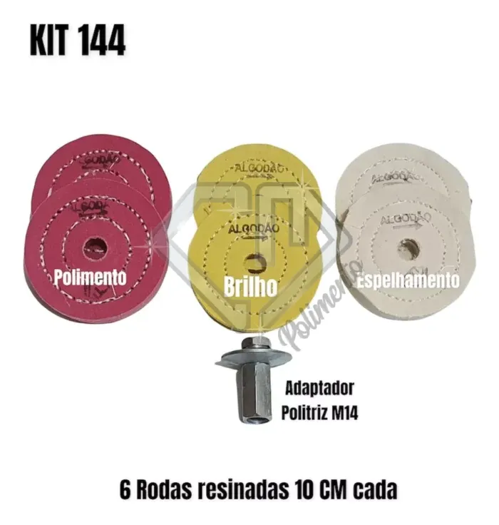 Kit 144 - 7 Peças Polimento Corte Brilho Aluminio Inox 10CM - Imagem 2
