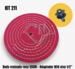 Kit 211 - 25CM Roda Resinada Rosa Dura Pino Politriz M14 Inox Tanque - Imagem 2