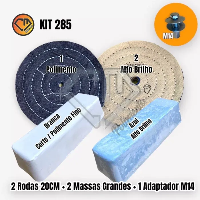 Kit 285 - Polimento Brilho Inox Alumínio Tanque Baú Grades 20CM - Imagem 2