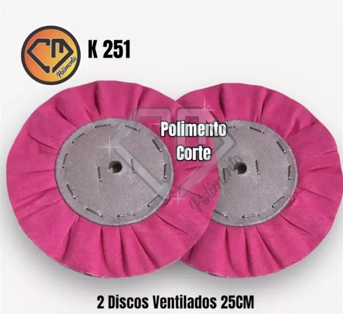 Kit 251 - 2 Discos Ventilado Rosa - Polimento Alumínio Inox 25CM - Imagem 2