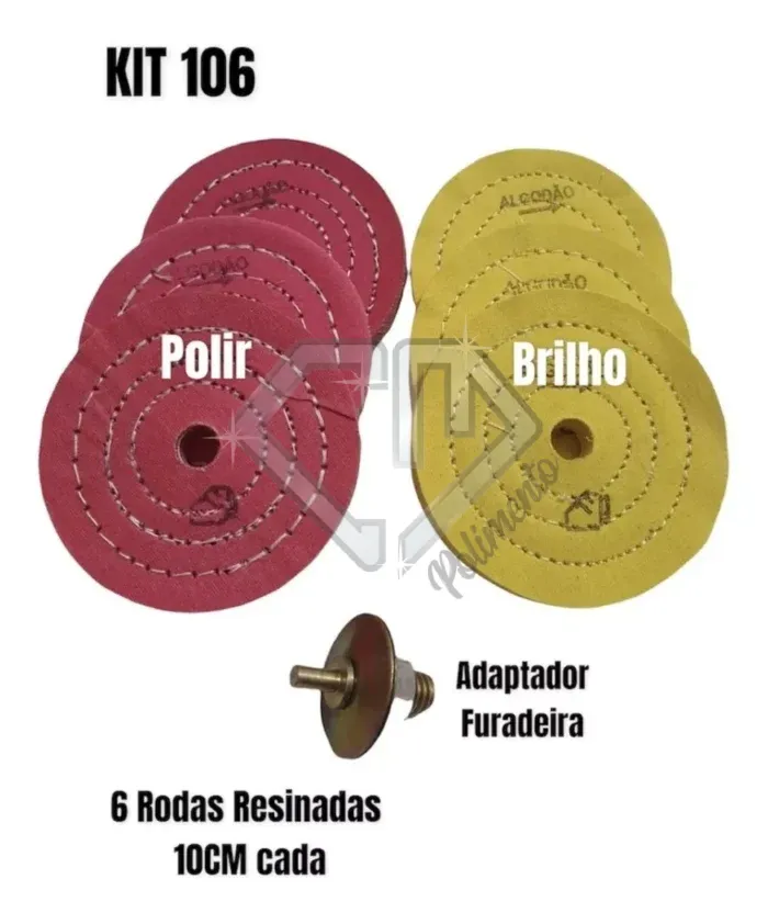 Kit 106 - 7 Peças Polimento Corte Brilho Inox Alumínio 10CM - Imagem 2
