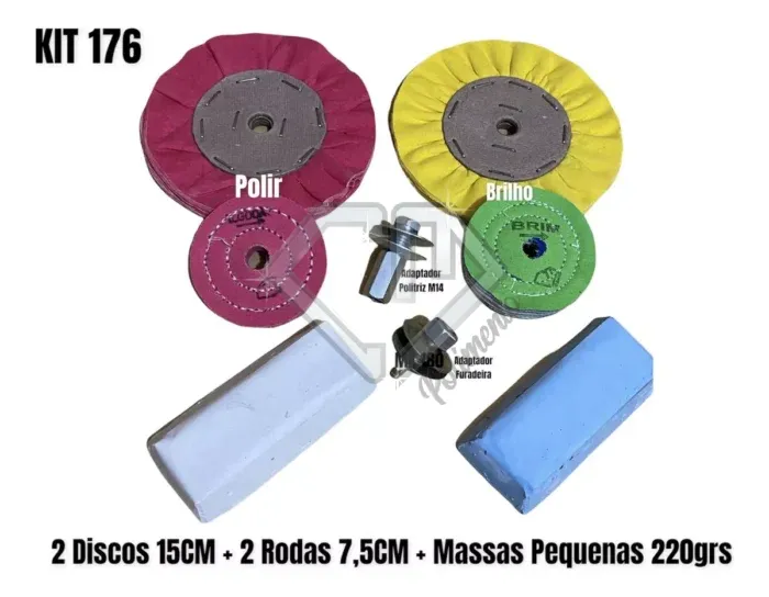 Kit 176 - 8 Peças Polimento E Brilho Alumínio Inox 15CM - Imagem 2
