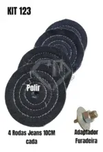 Kit 123 - 5 Peças Polimento Fino Inox Aluminio Furadeira 10CM - Imagem 2