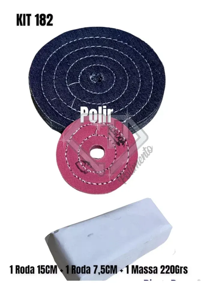 Kit 182 - 3 Peças Polimento Brilho Aluminio Inox Rodas Bau 15CM e 7,5CM - Imagem 2