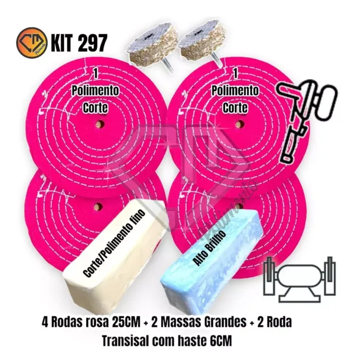 Kit 297 - Corte Polimento Brilho Tanque Aluminio Inox 25CM - Imagem 2