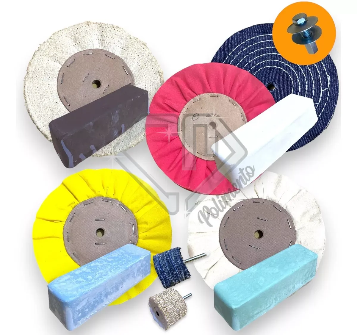 D_NQ_NP_2X_721246-MLB76377711890_052024-F.webp Kit 312 - 30CM Politriz M14 Discos Polimento Tanque Rodas Baús Caminhão - Imagem 1