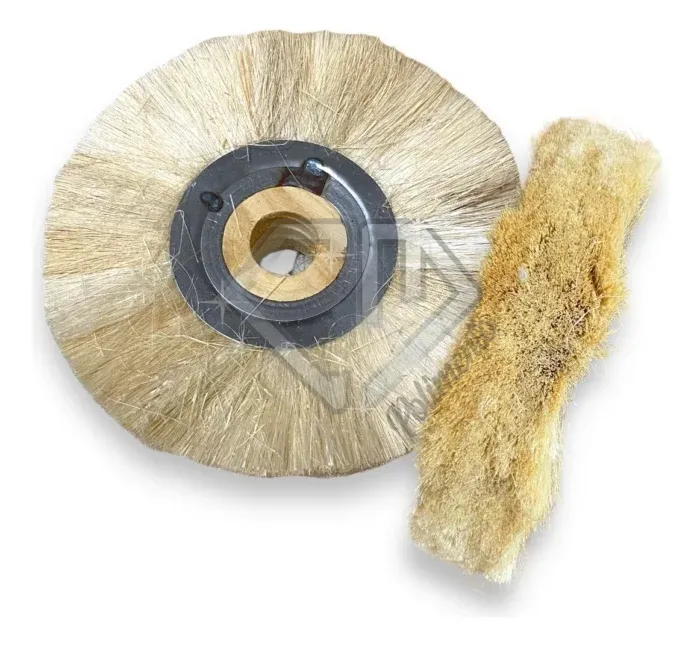 Escova Roda Sisal 10X1 Miolo Madeira - Riscos Polimento  Alumínio Inox Metais Aço - Imagem 1