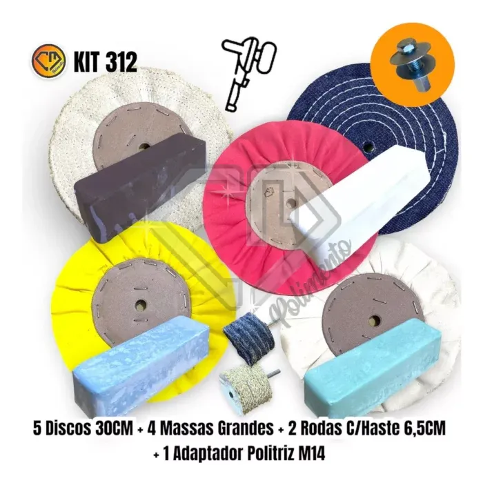 Kit 312 - 30CM Politriz M14 Discos Polimento Tanque Rodas Baús Caminhão - Imagem 2