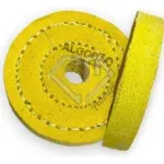 Roda Algodão Amarelo 75mm - Brilho Espelhamento Faca Inox Ferro Alumínio Cubas Ourives Fornitura