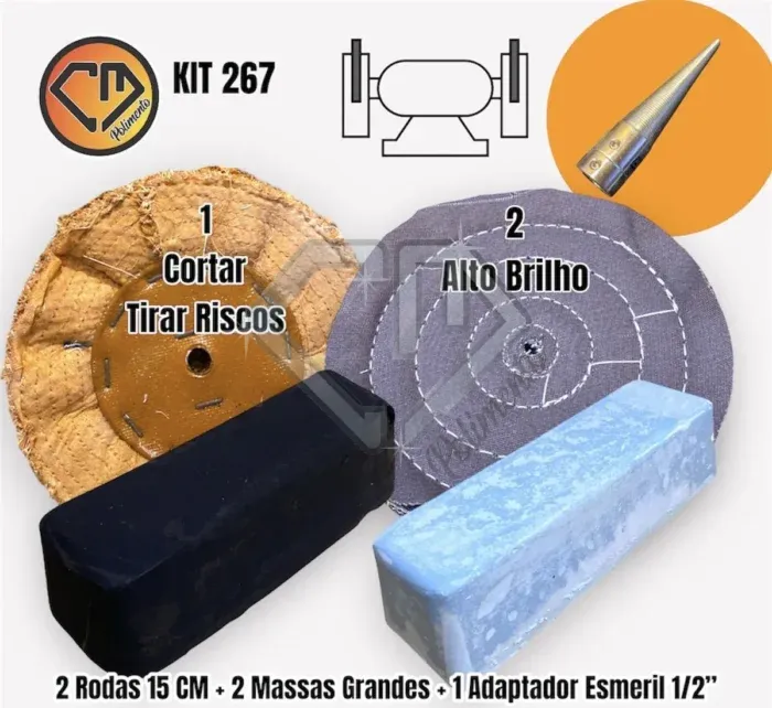Kit 267 - 15CM Riscos Polimento Ferro Aço Chapa Banco Inox Rodas - Imagem 2