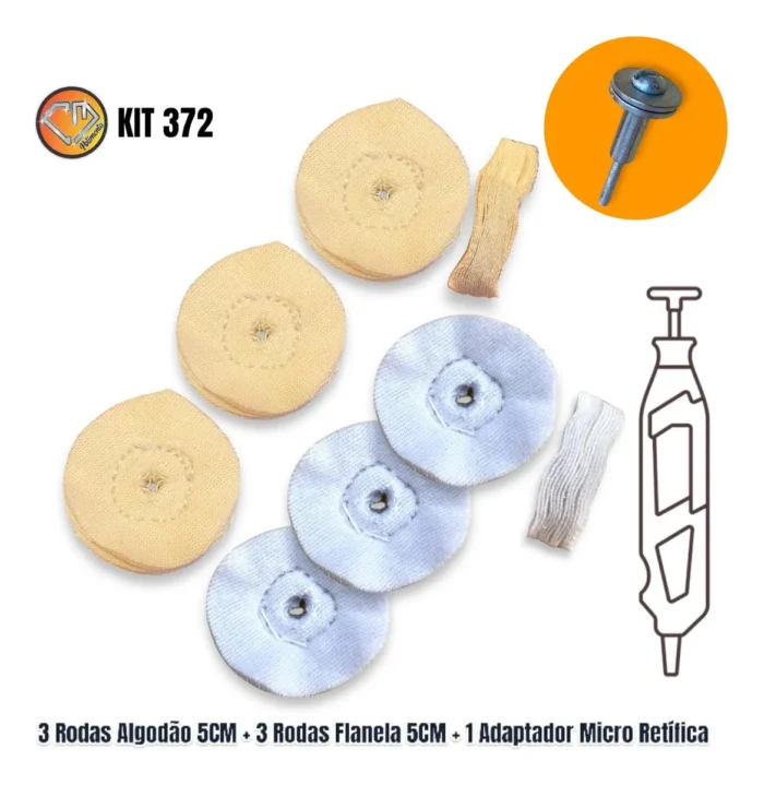Kit 372 -  5cm Micro Retifica Polimento Lustro Dremel Jóias Latão Relógio Acrilico - Imagem 2