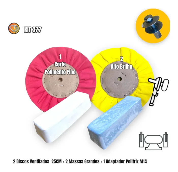 Kit 377 - 25cm Polimento Brilho Tanque Rodas Inox Aluminio - Imagem 2