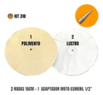 Kit 310 - 15CM Algodão Flanela Esmeril Polimento Lustro Pu Resina Madeira Farol Acrílico - Imagem 2