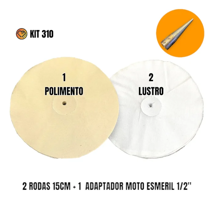 Kit 310 - 15CM Algodão Flanela Esmeril Polimento Lustro Pu Resina Madeira Farol Acrílico - Imagem 2