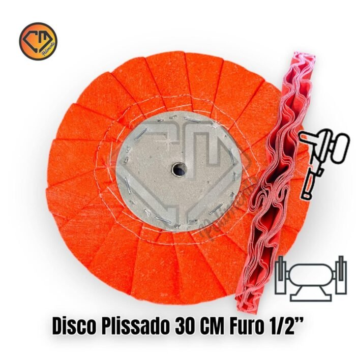 Disco Plissado Vermelho 30CM - Corte e Polimento em Metais Alumínio Inox Rodas Tanque - Imagem 2