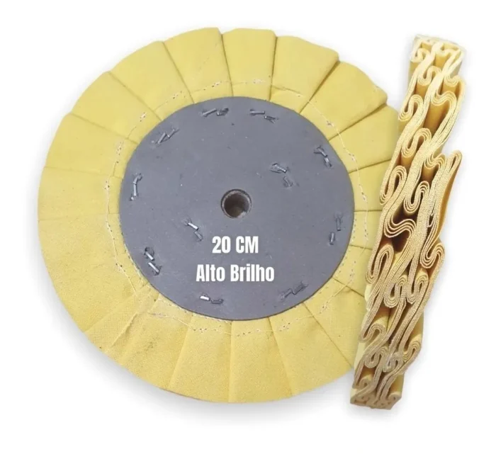 Disco Plissado Amarelo 20CM - Alto Brilho Metais Aluminio Inox Faca Ferramentas Rodas - Imagem 2