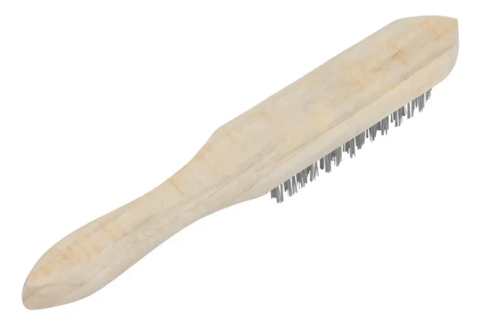 Escova de Aço Manual 6 Fileiras Limpeza Metal Grelha Ferro - Imagem 3