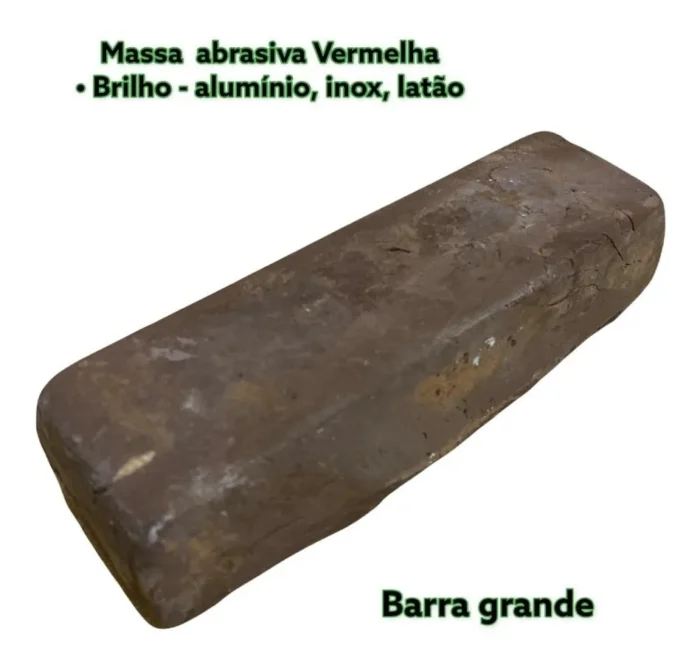 Massa Abrasiva Vermelha Pedra/Barra -  Lustro Alumínio Inox Latão Cromo - Imagem 2