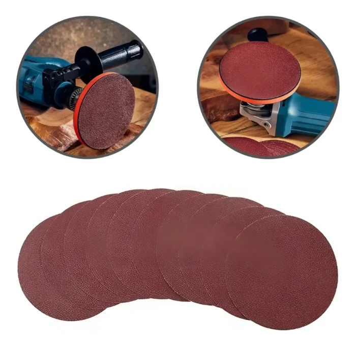 10 Peças Discos Lixa Velcro 125MMxGrão80 Lixadeira Orbital - Imagem 2