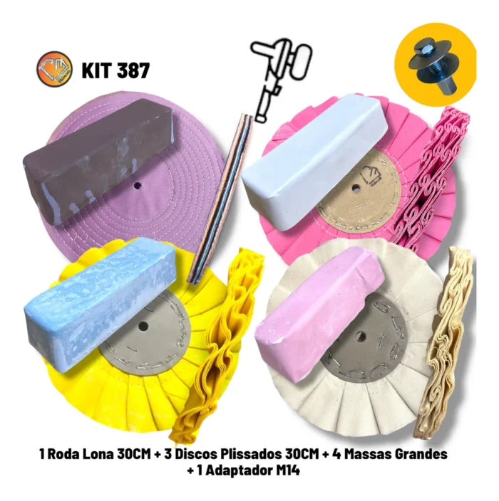 Kit 387 - 9 Peças Discos 30cm Polimento Inox Aluminio Ferro - Imagem 2