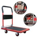 Carrinho de Carga Plataforma Dobrável 150kg Vermelho 730x475